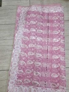 Pink & White Embroidered Sarri