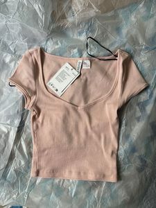 H&amp;M baby pink sweetheart top💗