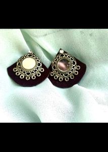 Handmade Fabric Silver Earrings