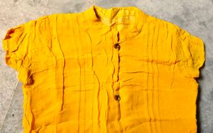 Yellow Embroidered Kurti Top
