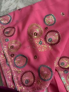 Pink Sequin Saree