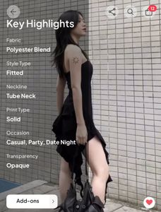 Ruffle tube Chic Black Asymmetrical Dress