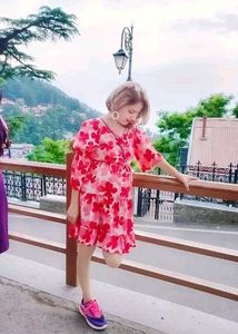 Floral Printed Red Dress