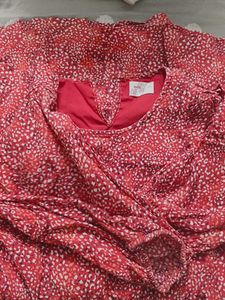 Red Printed Mini Dress