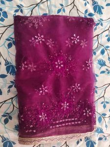 half saree/purple net dupatta