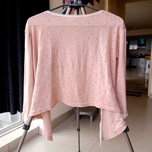 Vintage Crop tie up Nude Peach Top