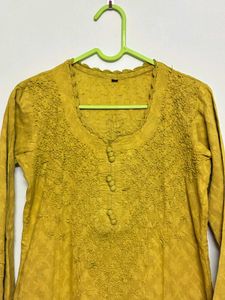 Embroidered Olive green  Chikankari Kurti