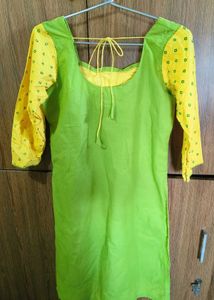 Green &amp; Yellow Embroidered Salwar Suit