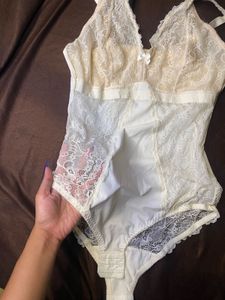 Beige Fitted Bodysuit