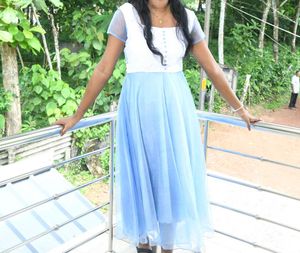 Elegant Blue &amp; White Dress