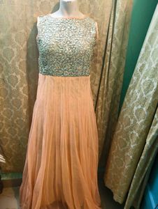 Elegant Peach &amp; Silver Gown