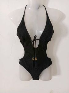 Black Lace One-Piece Swimsuit