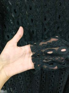 Black Crochet Short Dress (Lace Pattern)