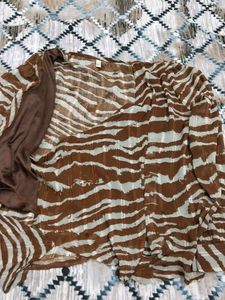 Zebra Print Wrap Top