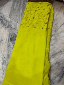 Yellow Embroidered Saree