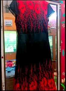 Elegant Red &amp; Black Dress
