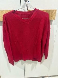 Red V-Neck Sweater