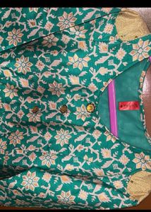 Branded Green-Golden Printed Stylish Dress