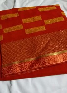 Elegant Red Floral Saree with Blouse
