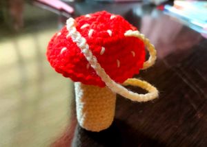 Crochet Mushroom lipstick holder
