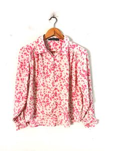 Madame Pink Printed Western Top(Women's)