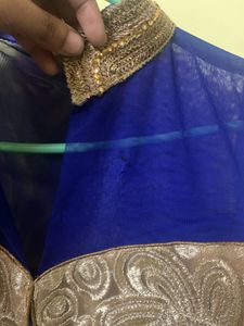 Navy Blue Gown Suit With Chunni