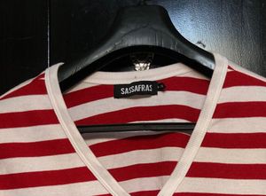 Red &amp; White Striped Crop Top