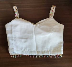 White Embroidered Crop Top with Palazzo