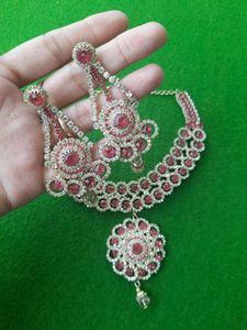 Pink Jewel Necklace &amp; Earring Set
