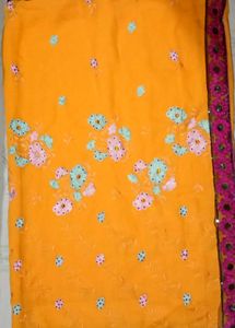Orange Embroidered Saree