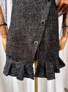 Chic Black Tweed XS Mini Dress