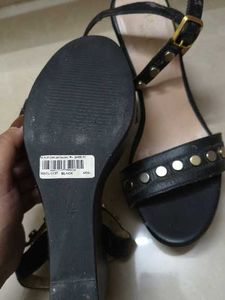 Black Studded Heels Wedges Sandals