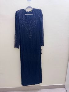 Elegant Beaded Black Maxi Dress