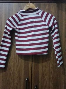Striped Long Sleeve Crop Top