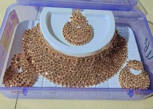 Gorgeous Gems Brass Rose Gold Jewellery Set