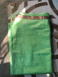 Green Saree with Gold Border