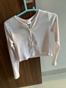 White button up crop top