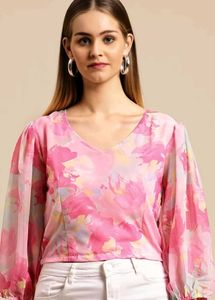 💓 Puff Sleeves Pink Top 💓