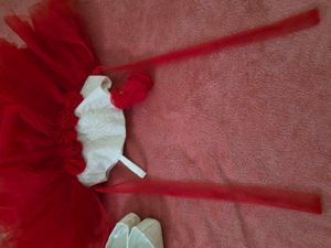 Red White Party Dress With Matching Shoes