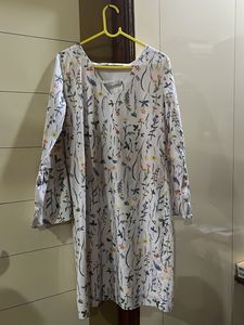 Floral Print Dress with Ruffle Sleeves