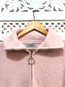 Imported Oversized Pink Zip-Up Sweater C