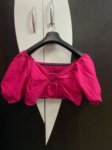 Hot pink puff sleeve top