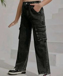 Charcoal Grey Unisex 6 Pockets Cargo Jeans