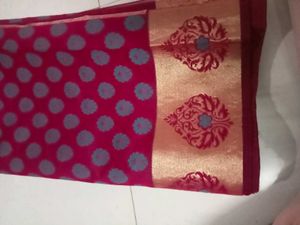 Cotton Blend Rose Pink Saree