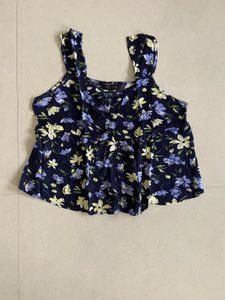 Floral Print Navy Blue Top