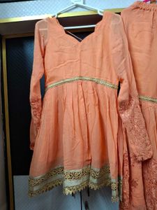 Anarkali And Sharara With Lace Duppata