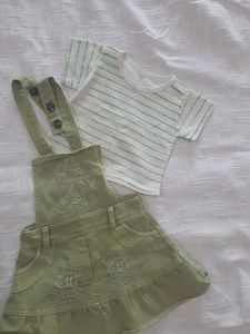 Gallace Frock Suit For Baby Girl Olive White Color