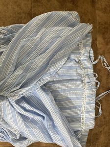 White &amp; Blue Party Wear Off Shoulder Top