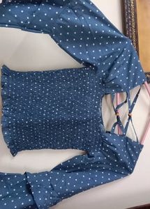 Polka Dot Smocked Crop Top