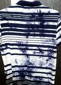 Striped Tie-Dye Polo Shirt